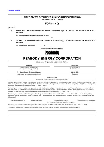 Thumbnail Peabody Energy
 10-Q Quarterly Report FY2010 