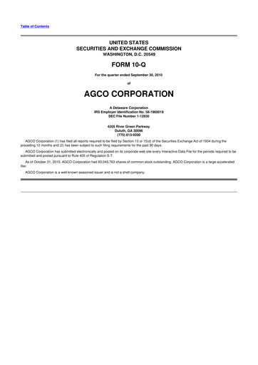 Thumbnail AGCO 10-Q Quarterly Report FY2010 