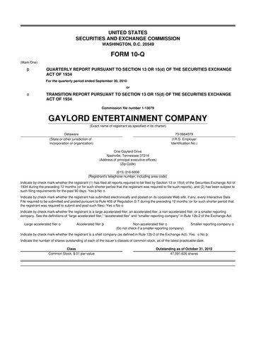 Vorschaubild Ryman Hospitality Properties 10-Q Quartalsbericht  