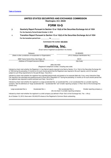 Thumbnail Illumina 10-Q Quarterly Report FY2010 