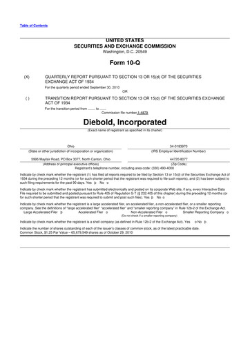 Thumbnail Diebold Nixdorf
 10-Q Quarterly Report FY2010 