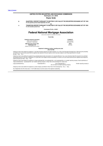 Thumbnail Fannie Mae
 10-Q Quarterly Report FY 