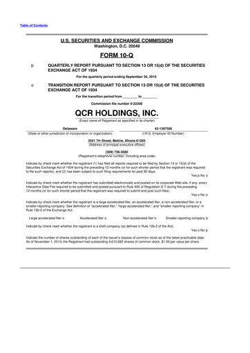Thumbnail QCR Holdings
 10-Q Quarterly Report FY 