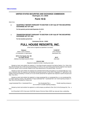 Vorschaubild Full House Resorts
 10-Q Quartalsbericht  