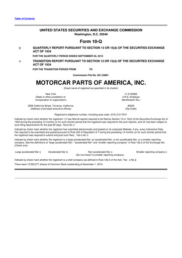 Vorschaubild Motorcar Parts of America 10-Q Quartalsbericht  