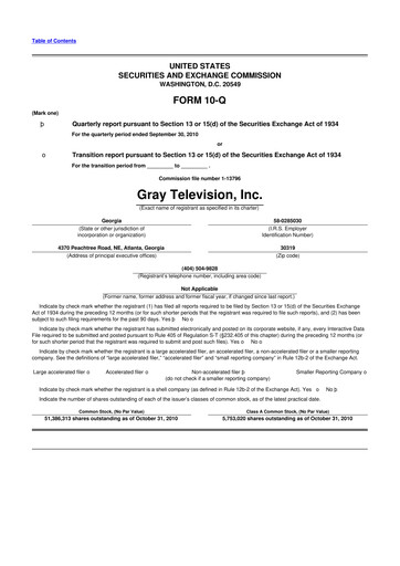 Miniature Gray Media
 10-Q Rapport trimestriel  