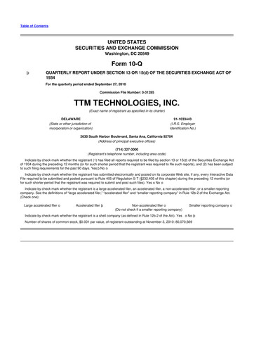 Thumbnail TTM Technologies
 10-Q Quarterly Report FY 