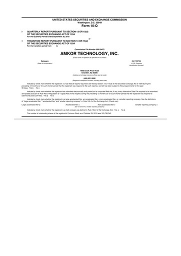 Vorschaubild Amkor Technology
 10-Q Quartalsbericht 2010 