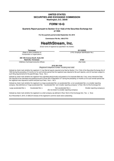 Thumbnail HealthStream 10-Q Quarterly Report FY 