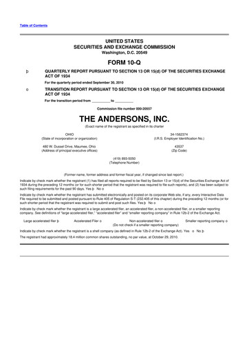 Thumbnail The Andersons, Inc. 10-Q Quarterly Report FY2010 