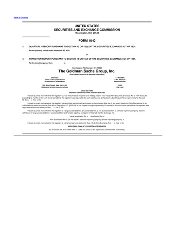 Vorschaubild Goldman Sachs 10-Q Quartalsbericht 2010 