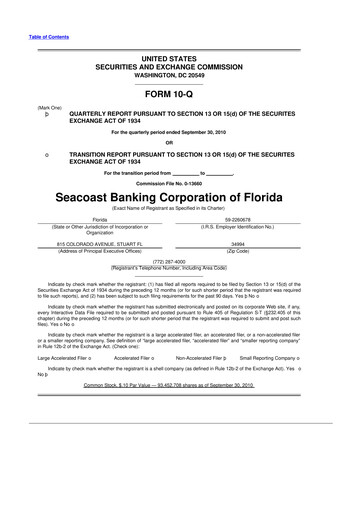 Thumbnail Seacoast Banking 10-Q Quarterly Report FY 