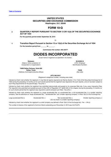 Thumbnail Diodes Incorporated 10-Q Quarterly Report FY2010 