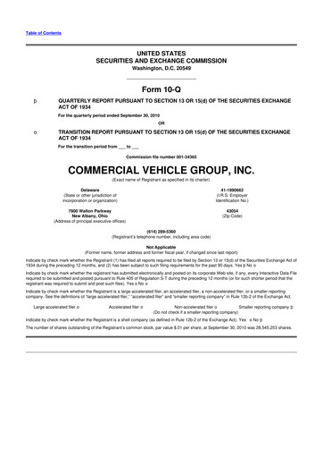 Vorschaubild Commercial Vehicle Group (CVG) 10-Q Quartalsbericht  