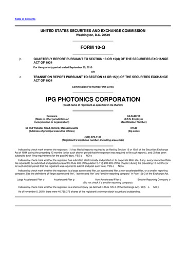 Thumbnail IPG Photonics 10-Q Quarterly Report FY 