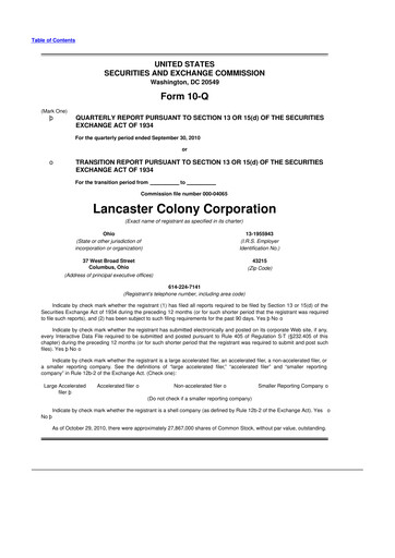 Vorschaubild The Marzetti Company 10-Q Quartalsbericht 2011 