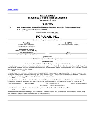 Thumbnail Popular, Inc. (Banco Popular de Puerto Rico) 10-Q Quarterly Report FY2010 