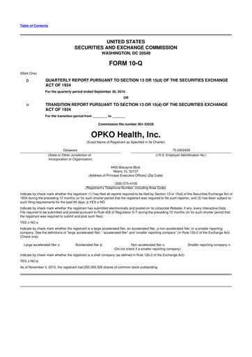 Thumbnail OPKO Health
 10-Q Quarterly Report FY 