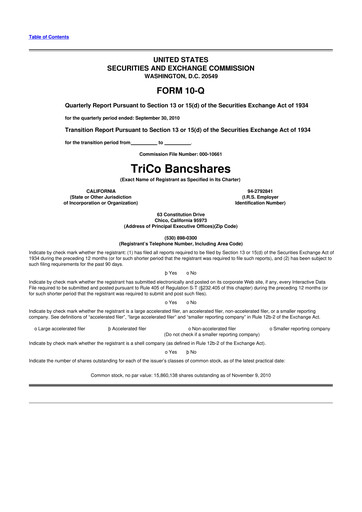 Vorschaubild TriCo Bancshares 10-Q Quartalsbericht  