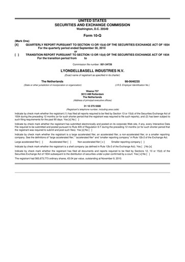 Vorschaubild LyondellBasell 10-Q Quartalsbericht  