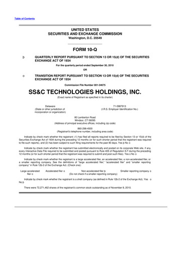 Thumbnail SS&C Technologies
 10-Q Quarterly Report FY 