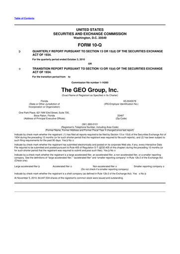 Thumbnail Geo Group 10-Q Quarterly Report FY2010 