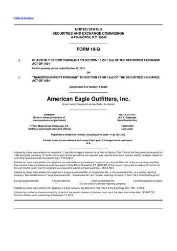Thumbnail American Eagle Outfitters
 10-Q Quarterly Report FY2010 