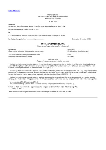 Thumbnail TJX Companies 10-Q Quarterly Report FY2011 
