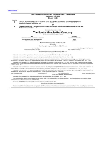 Miniature ScottsMiracle-Gro 10-K Rapport annuel 2010