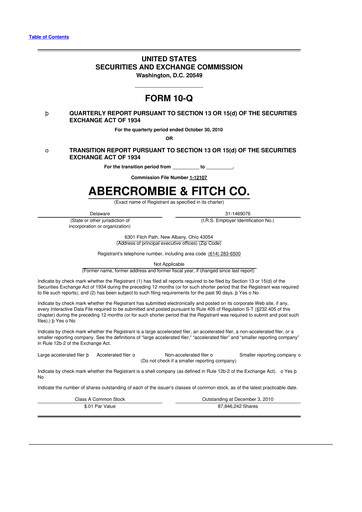 Miniature Abercrombie & Fitch 10-Q Rapport trimestriel 2010 