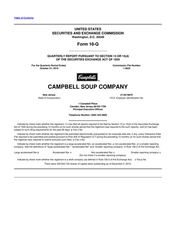 Miniature 
Campbell's 10-Q Rapport trimestriel 2011 