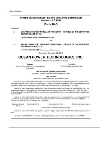 Thumbnail Ocean Power Technologies
 10-Q Quarterly Report FY 