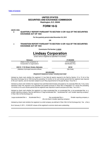 Thumbnail Lindsay Corporation
 10-Q Quarterly Report FY 