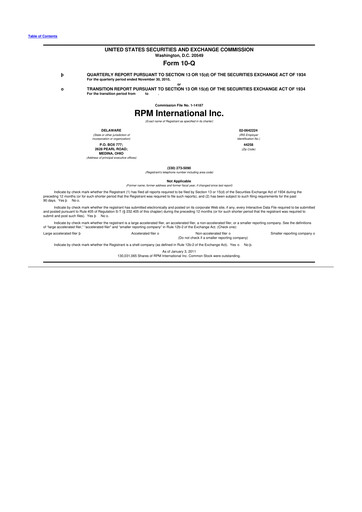 Thumbnail RPM International
 10-Q Quarterly Report FY2011 