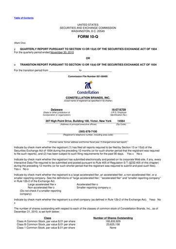 Miniature Constellation Brands 10-Q Rapport trimestriel 2011 
