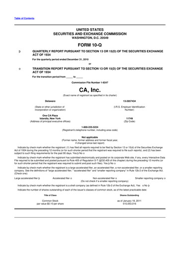 Thumbnail CA Technologies 10-Q Quarterly Report FY 