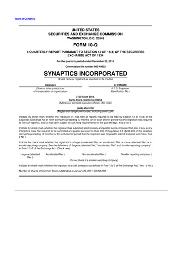 Thumbnail Synaptics 10-Q Quarterly Report FY2011 