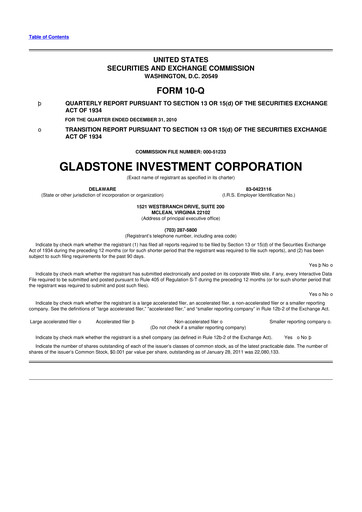 Thumbnail Gladstone Investment 10-Q Quarterly Report FY 