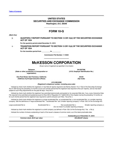 Miniature McKesson 10-Q Rapport trimestriel 2011 
