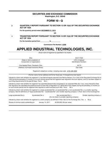 Miniature Applied Industrial Technologies
 10-Q Rapport trimestriel 2011 