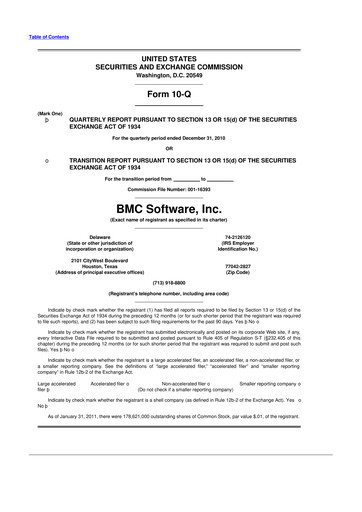 Thumbnail BMC Software 10-Q Quarterly Report FY 
