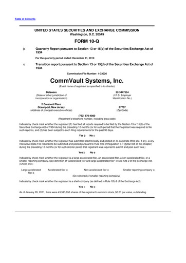 Thumbnail Commvault 10-Q Quarterly Report FY2011 