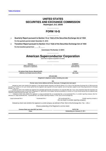 Vorschaubild American Superconductor Corporation 10-Q Quartalsbericht  