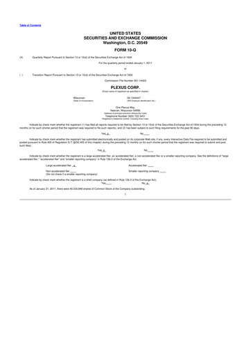 Thumbnail Plexus 10-Q Quarterly Report FY2011 