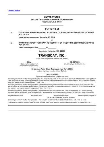 Thumbnail Transcat 10-Q Quarterly Report FY 