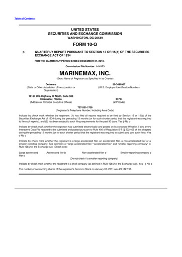 Thumbnail MarineMax 10-Q Quarterly Report FY 