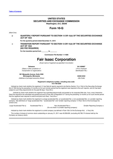 Thumbnail Fair Isaac (FICO) 10-Q Quarterly Report FY2011 