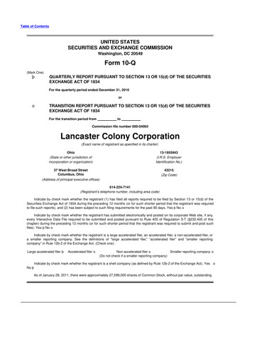 Vorschaubild The Marzetti Company 10-Q Quartalsbericht 2011 