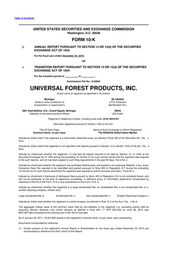 Vorschaubild UFP Industries
 10-K Jahresbericht 