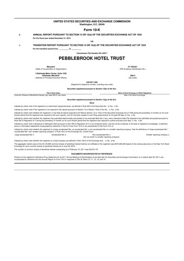 Thumbnail Pebblebrook Hotel Trust 10-K Annual Report 
